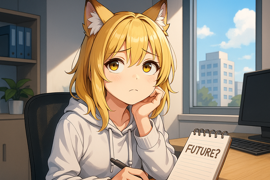 将来の不安を考えている